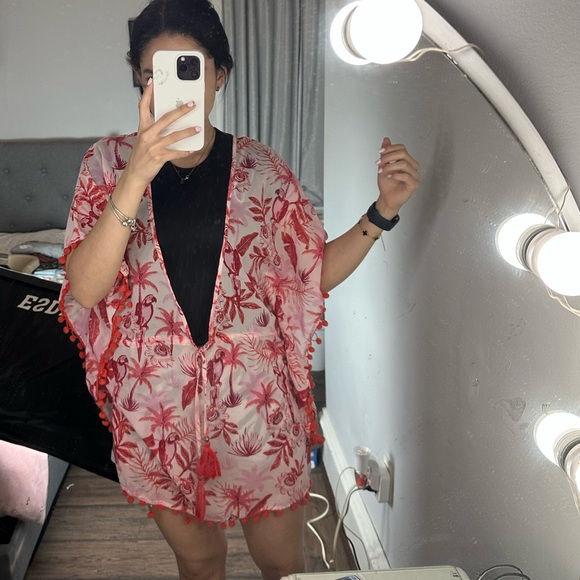 Floral Pink Swim Cover-Up - Picture 1 of 3